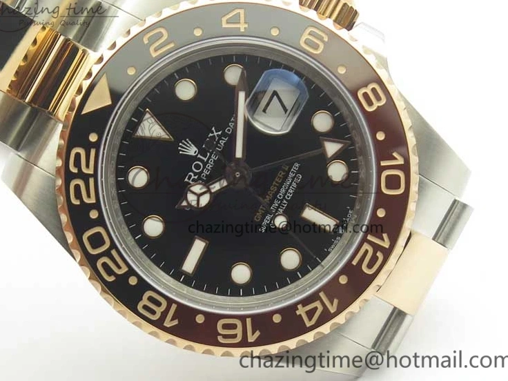 MiroTime 0518 AllSeason GMT-Master II 126711CHNR Black Brown Ceramic Bezel 904L SS RG GMF Best Edition Black Dial on 904L SS RG Bracelet A 3409